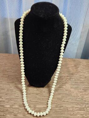 Vintage Crown Trifari White Bead Necklace